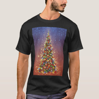 Camiseta Pintura De Árvore De Natal Vermelha E Verde