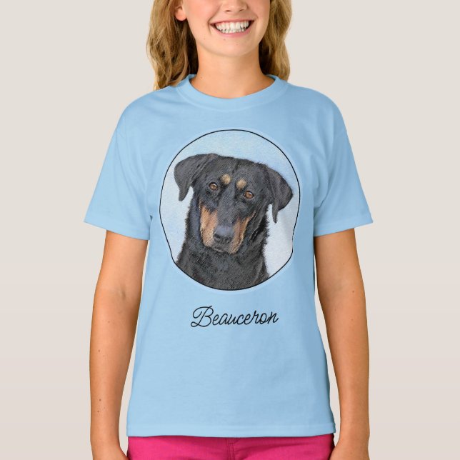 Camiseta Pintura de Beauceron - T-Shirt Cachorro Original B (Frente)