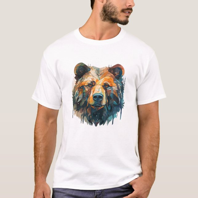 Camiseta Pintura de beleza da vida selvagem com urso pardo (Frente)
