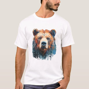 Camiseta Pintura de beleza da vida selvagem com urso pardo