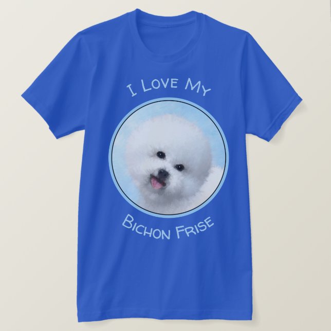 Camiseta Pintura de Bichon Frise - Arte de Cachorro Origina (Frente do Design)