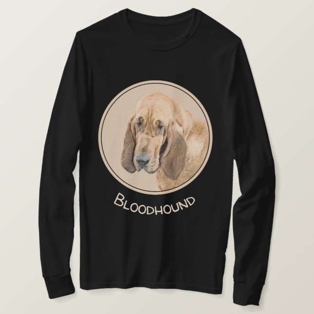 Camiseta Pintura de Bloodhound - Arte de Cão Original Bonit (Frente do Design)