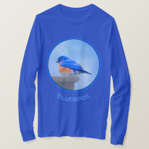 Camiseta Pintura de Bluebird - Arte de Pássaro Original