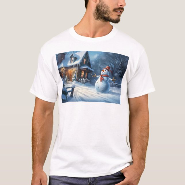 Camiseta Pintura de Boneco de Neve (Frente)