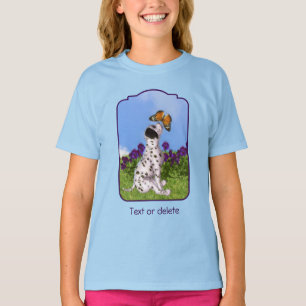 Camiseta Pintura de Borboletas de Cachorro Filhote Dalmatia