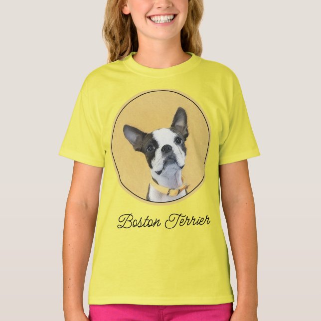 Camiseta Pintura de Boston Terrier - Arte de Cachorro Origi (Frente)