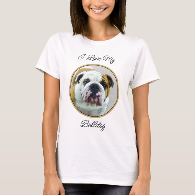 Camiseta Pintura de Buldogue - Arte de Cachorro Original Bo (Frente)