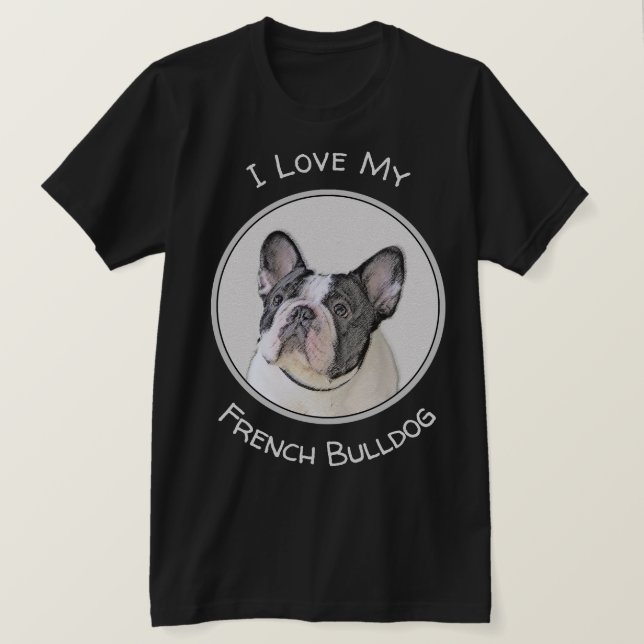 Camiseta Pintura de Bulldog Francês (Brindle Pied) - Arte C (Frente do Design)