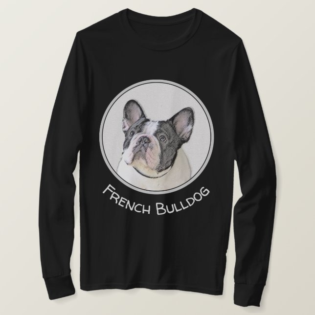 Camiseta Pintura de Bulldog Francês (Brindle Pied) - Arte C (Frente do Design)