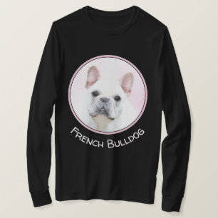 Camiseta Pintura de Bulldog Francês (Creme/Branco) - Arte C