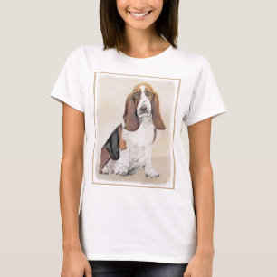 Camiseta Pintura de Cachorro Basset - Arte de Cachorro Orig