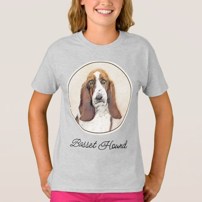 Camiseta Pintura de Cachorro Basset - Cachorro Original Bon (Frente)