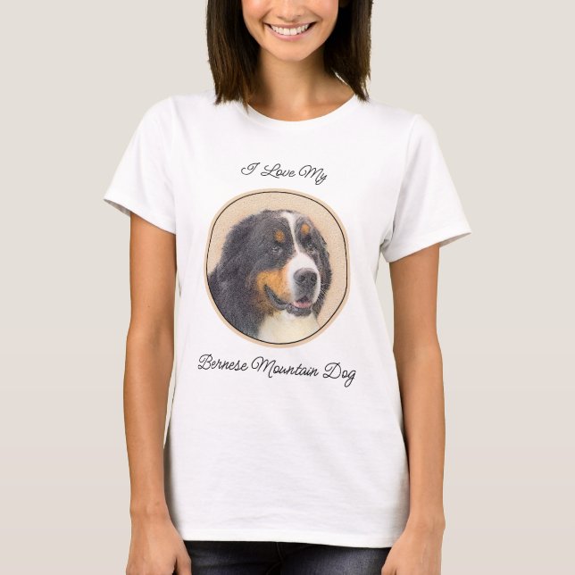Camiseta Pintura de Cachorro de Montanha Bernese - Arte Ori (Frente)