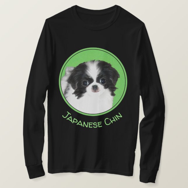 Camiseta Pintura De Cachorro Japonês - Arte Original De Cac (Frente do Design)