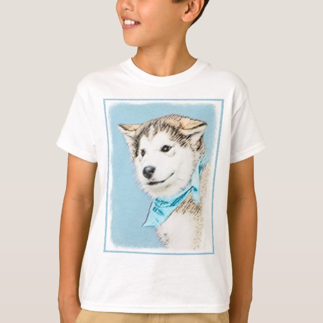 Camiseta Pintura De Cachorro Siberiana - Arte De Cachorro O (Frente)