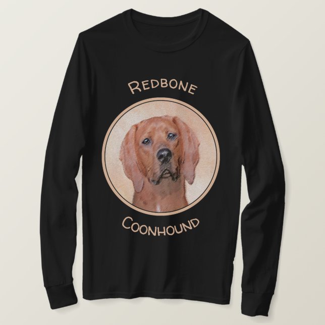 Camiseta Pintura De Cães Redbone - Arte De Cães Original (Frente do Design)
