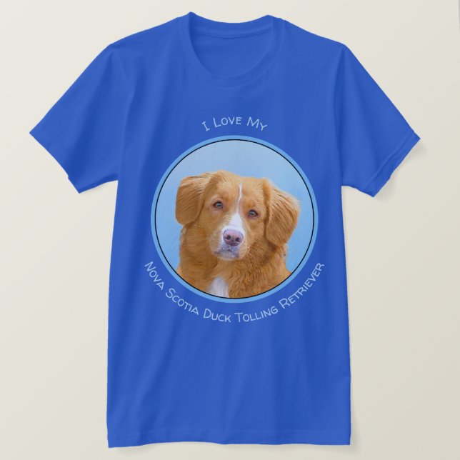 Camiseta Pintura de Cão de Retriever com Pedra Nova Escócia (Frente do Design)