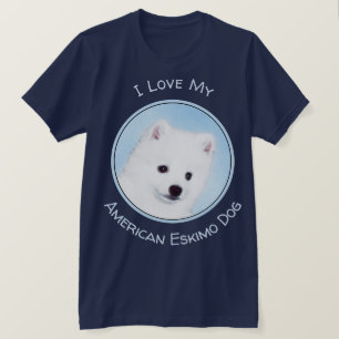 Camiseta Pintura de Cão no Esquimó Americano - Arte de C