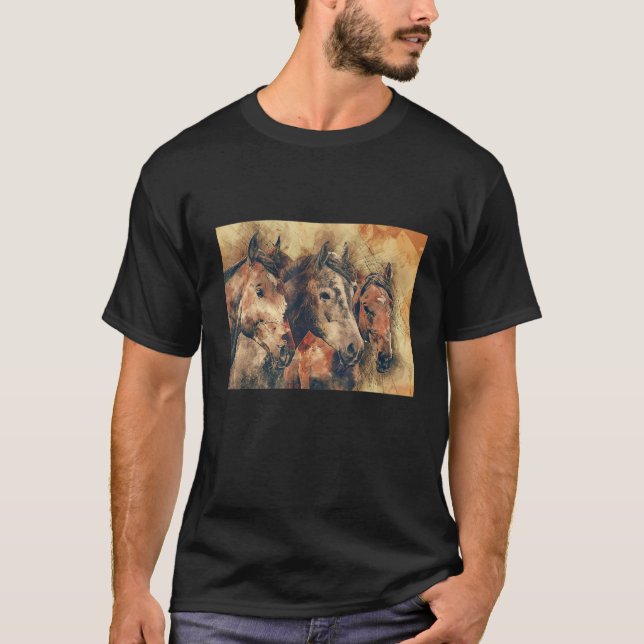 Camiseta Pintura de Cavalos Selvagens (Frente)