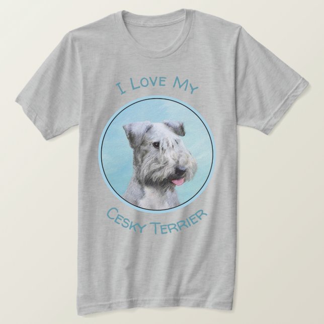 Camiseta Pintura de Cesky Terrier - Arte de Cachorro Origin (Frente do Design)