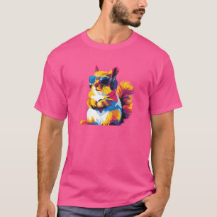 Camiseta Pintura de cor d'água com retrato de esquilo