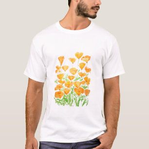 Camiseta pintura de cor d'água laranja da Califórnia