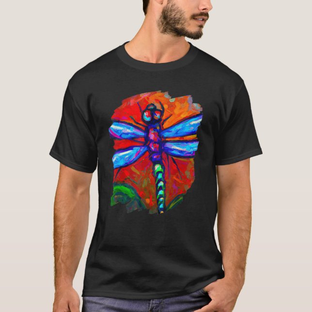 Camiseta Pintura de Cores de Libélula Libélulas Inseto Arti (Frente)