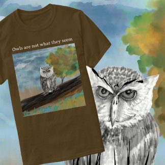 Camiseta Pintura de Coruja Sazonal em Maravilhas da Naturez