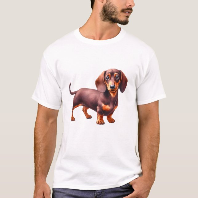 Camiseta Pintura De Dachshund - Pintura De Aquarela De Cach (Frente)