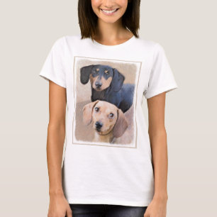 Camiseta Pintura de Dachshund (Smooth) - Arte de Cão Origi