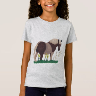 Camiseta Pintura de Dois Cavalos Tonelados na Grama, Camise