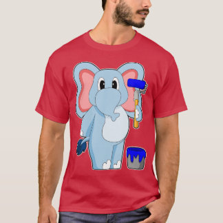 Camiseta Pintura de Elefante Pincel de pintura Balde de tin