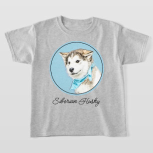 Camiseta Pintura de Filhote de Husky Siberiano - Arte Origi