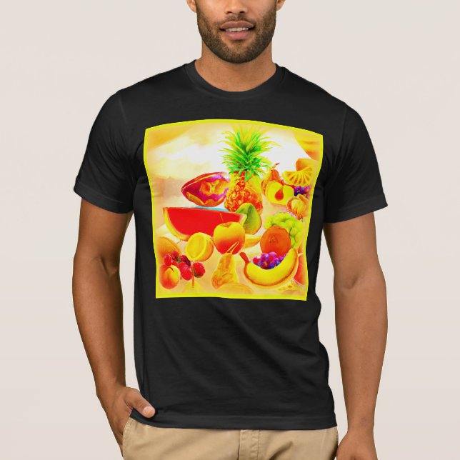 Camiseta Pintura de Frutas Tropicais exótica. Compre agora (Frente)
