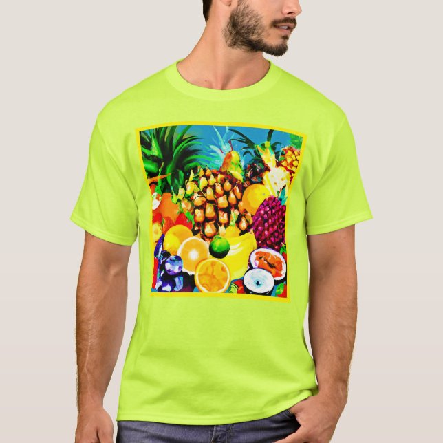 Camiseta Pintura de Frutas Tropicais exótica. Compre agora (Frente)