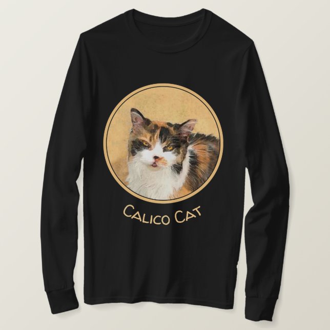 Camiseta Pintura De Gato Calico - Arte De Gato Original Bon (Frente do Design)