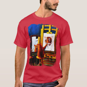 Camiseta Pintura De Gato Cinto Animais Artísticos De Leão