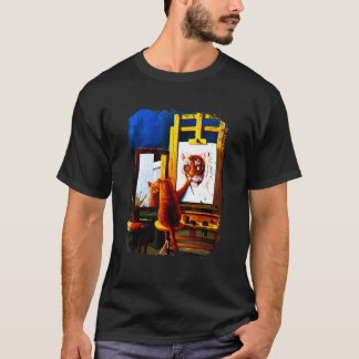 Camiseta Pintura de gato fofo Leão Amante de animais artíst
