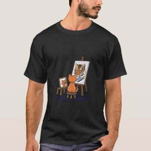 Camiseta Pintura De Gato Leão Artístico Amante De Animais G