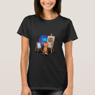 Camiseta Pintura de Gato Leão Artístico Amante de Animais G