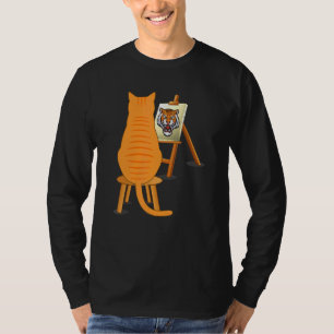 Camiseta Pintura de Gato Leão Artístico Animais Arte Gráfic