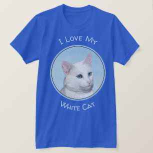 Camiseta Pintura de Gatos Brancos - Arte de Gato Original B