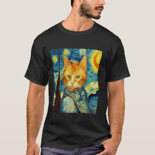 Camiseta Pintura de gatos engraçada Cat Lover Starry Night