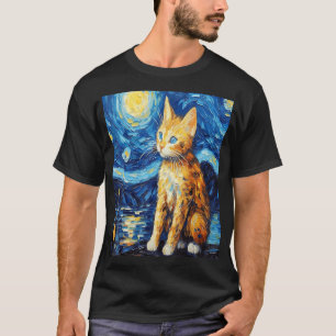 Camiseta Pintura de gatos engraçada Cat Lover Starry Night 