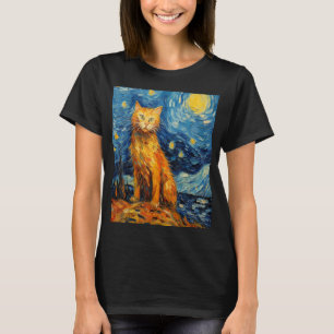 Camiseta Pintura de gatos engraçada Cat Lover Starry Night