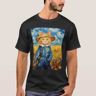 Camiseta Pintura de gatos engraçada Cat Lover Starry Night