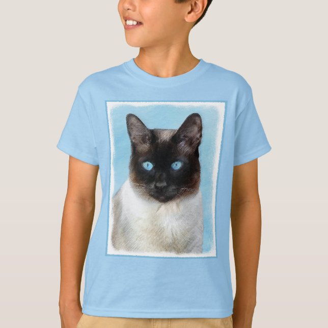 Camiseta Pintura de Gatos Siameses - Arte de Gato Original  (Frente)