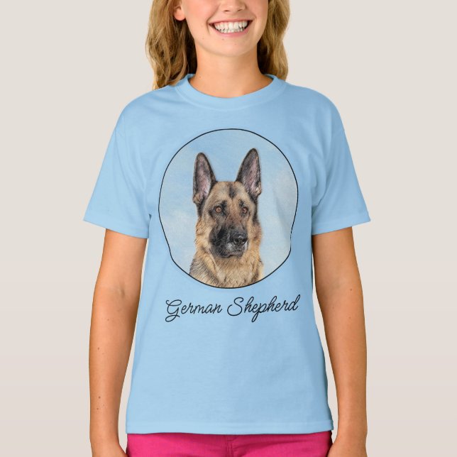 Camiseta Pintura de german shepherd - Arte de Cachorro Orig (Frente)