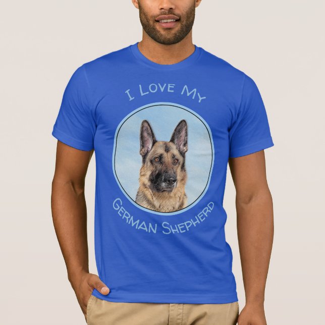 Camiseta Pintura de german shepherd - Arte de Cachorro Orig (Frente)