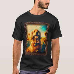 Camiseta Pintura de Girassol Flor Retriever Cocker Dourado